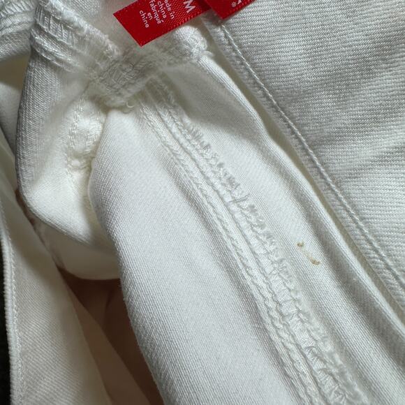 Spanx Cropped Flare Denim Jeans Womens Medium White Stretch Pull On Frayed New - Picture 12 of 12